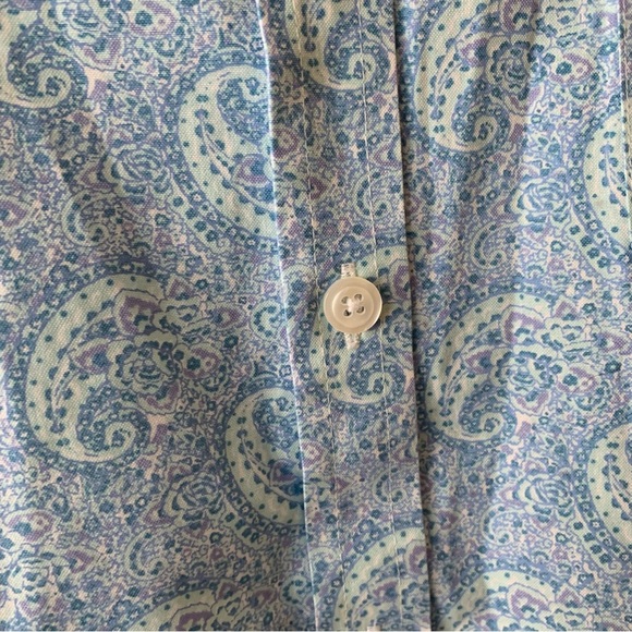 L.l.bean BUTTON UP BLOUSE IN BLUE PAISLY PRINT SIZE MEDIUM - Picture 9 of 11